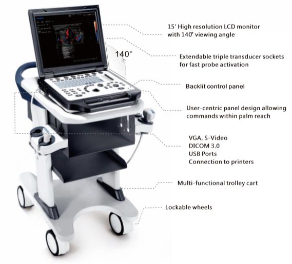 ISO Large Volume  Battery Laptop Ultrasound Machine BTH-20S 0